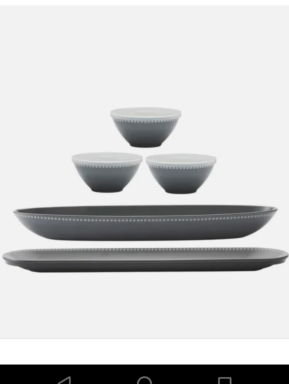 NEW Pandex 5-piece Beaded Melamine Serving Set Gray